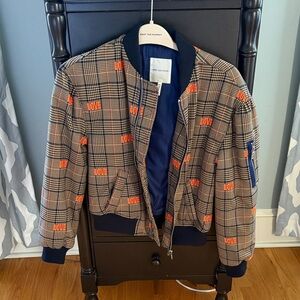 Avec Les Filles Plaid Jacket with Orange Accents